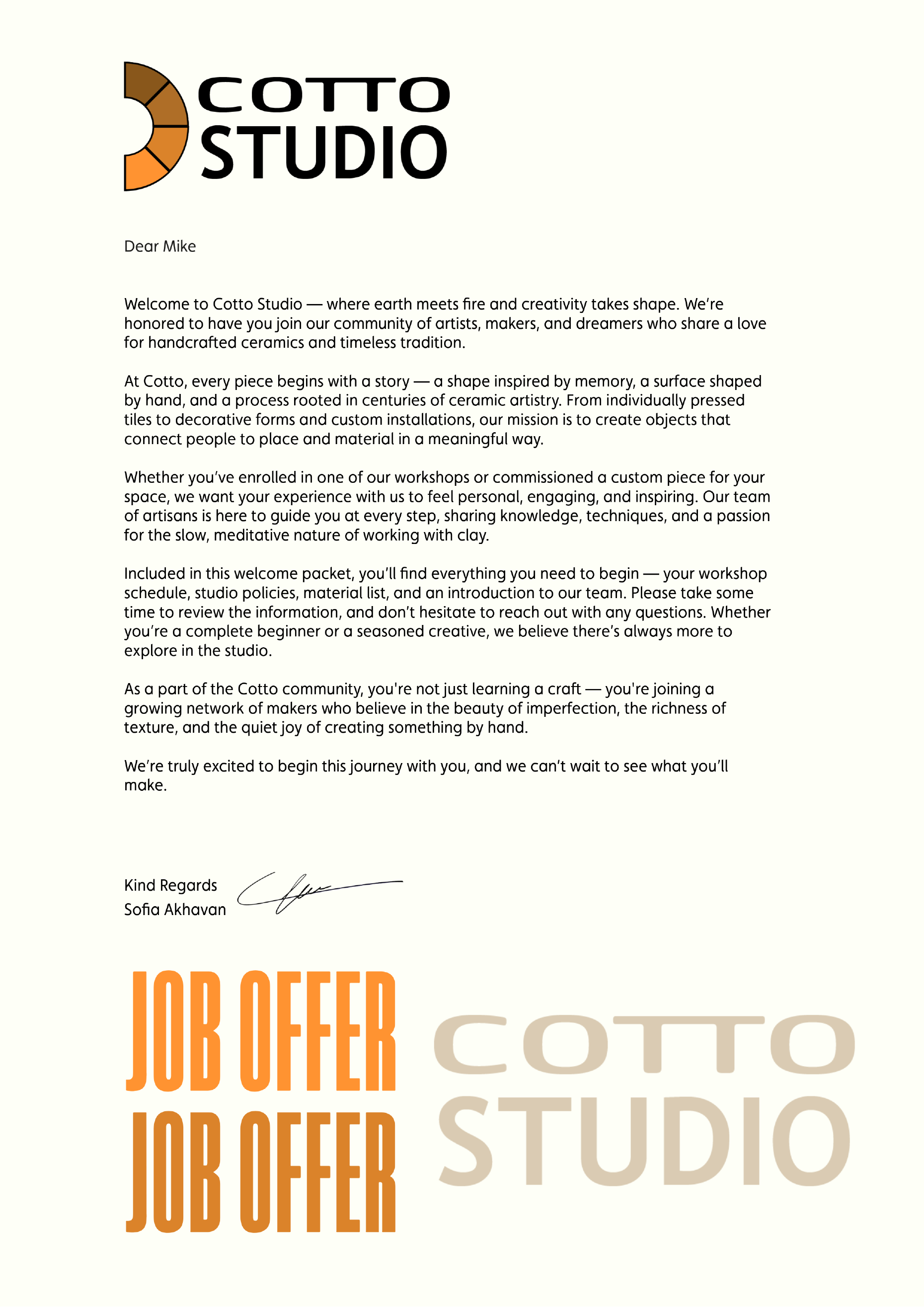 Cotto Studio letterhead